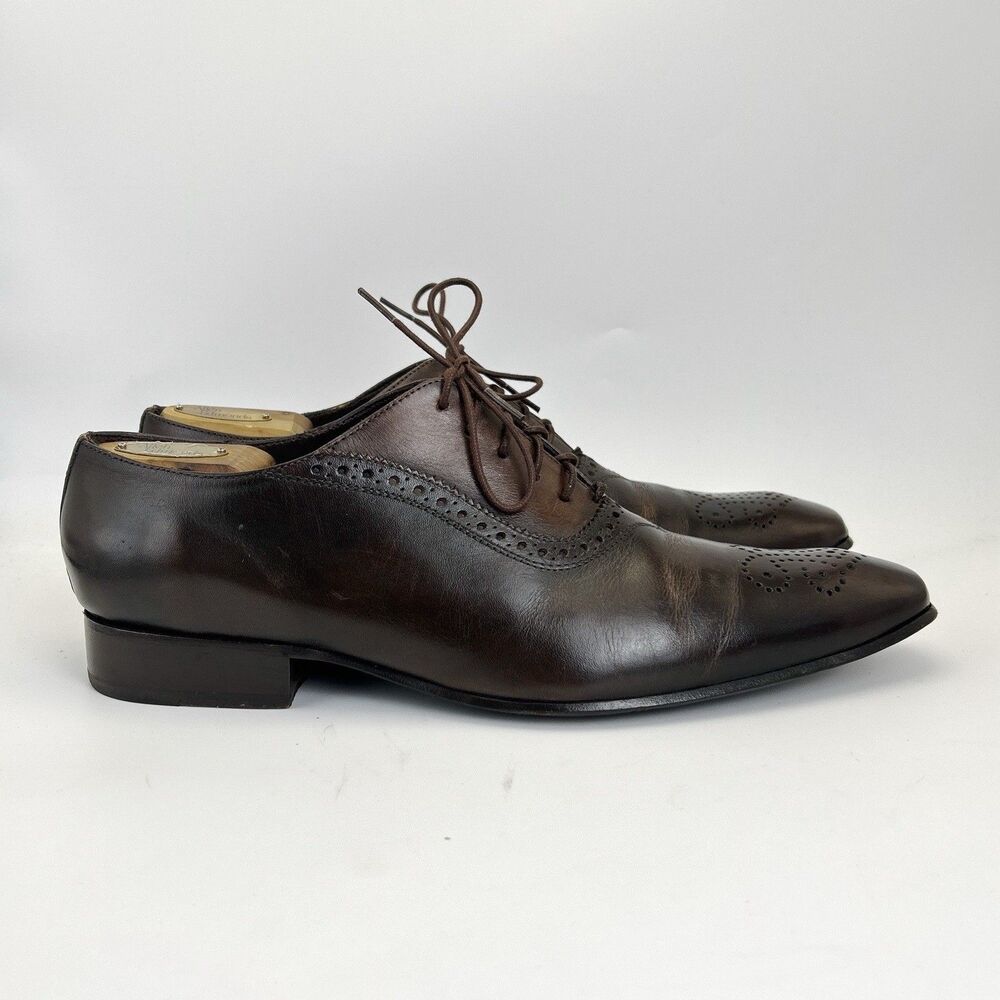 Messico Adelaide Oxford Dress Shoes Mens 11.5 Dark Brown Leather Brogue Casual